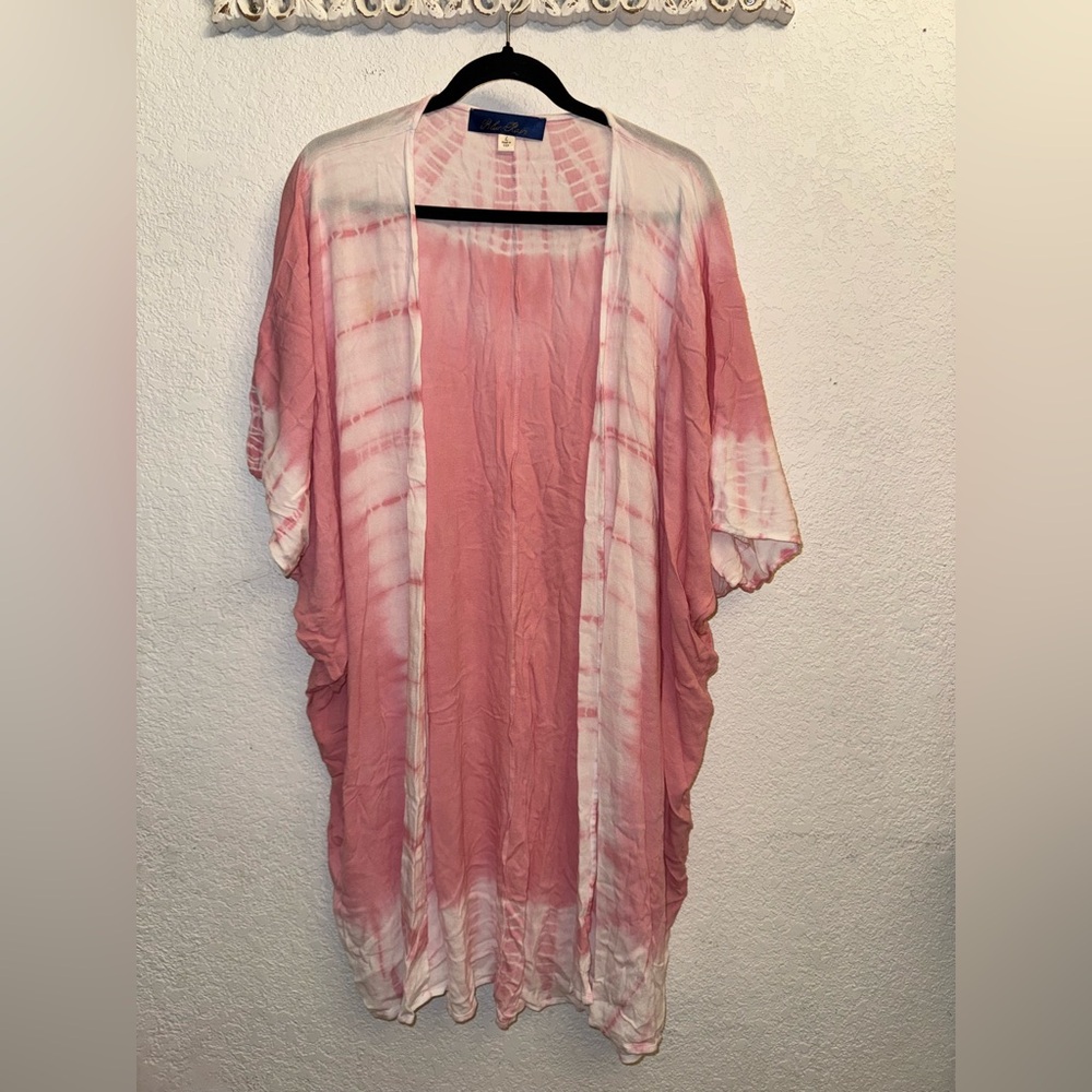 Blue Rain Pink and White Kimono